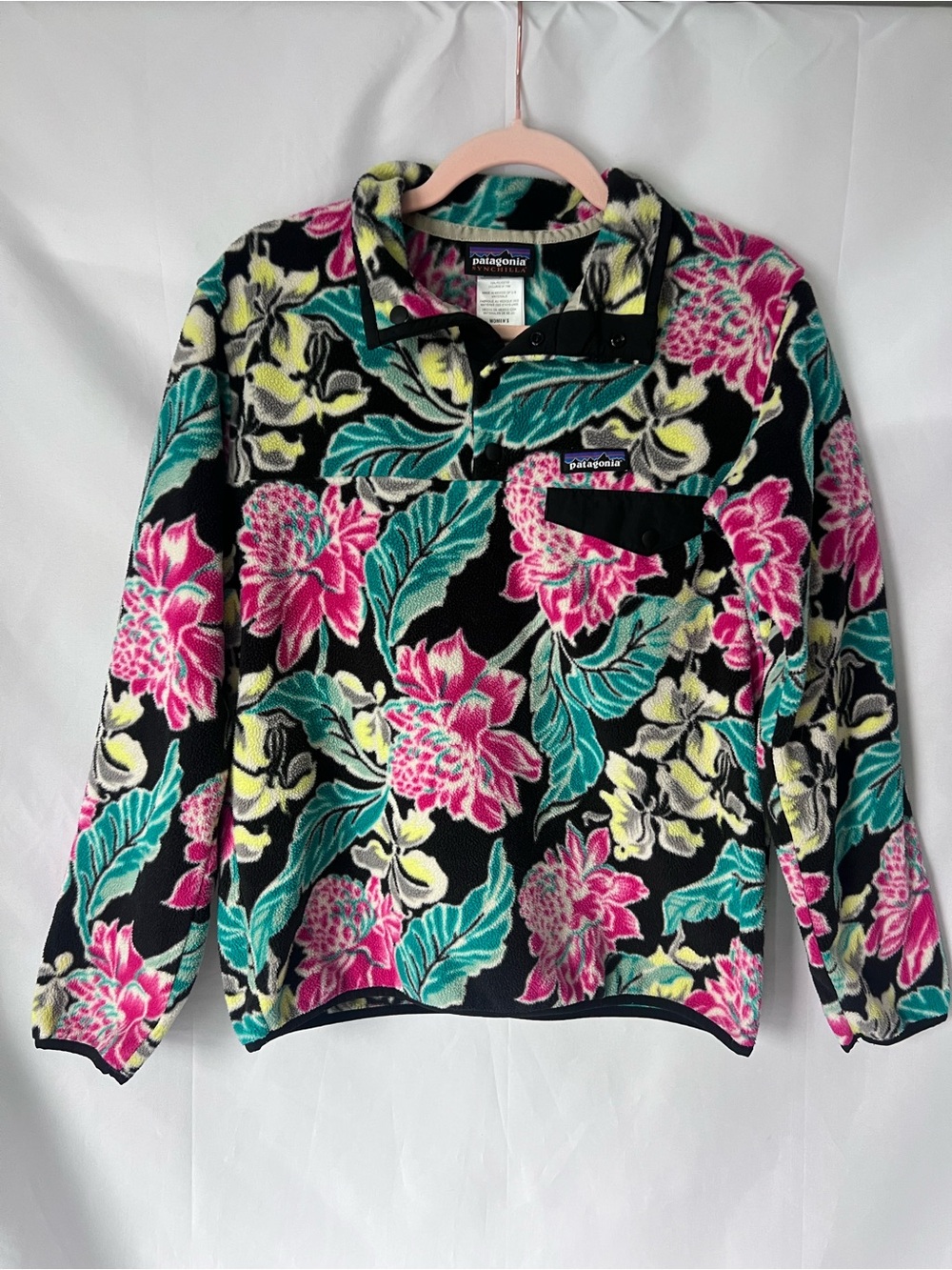 Womens Rare* PATAGONIA Synchilla Manoa Floral Hawaiian Fleece Sweatshirt